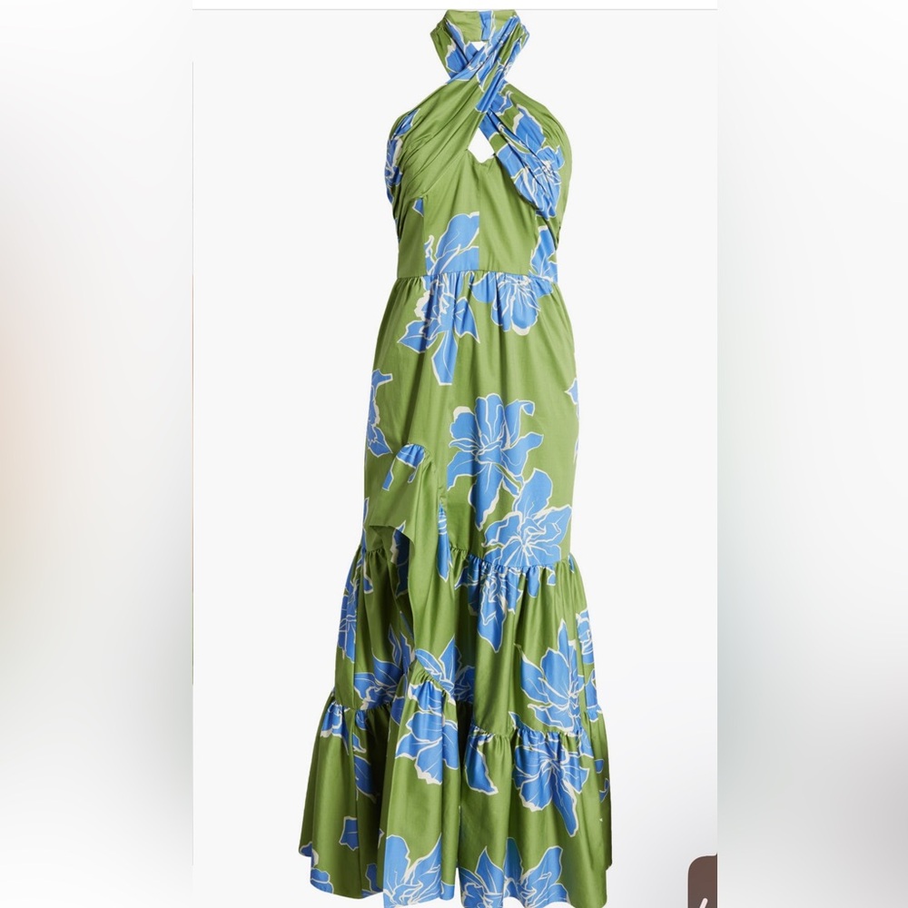 NWT Hutch Floral Stretch Cotton Halter Maxi Dress Size 16W - Picture 5 of 9